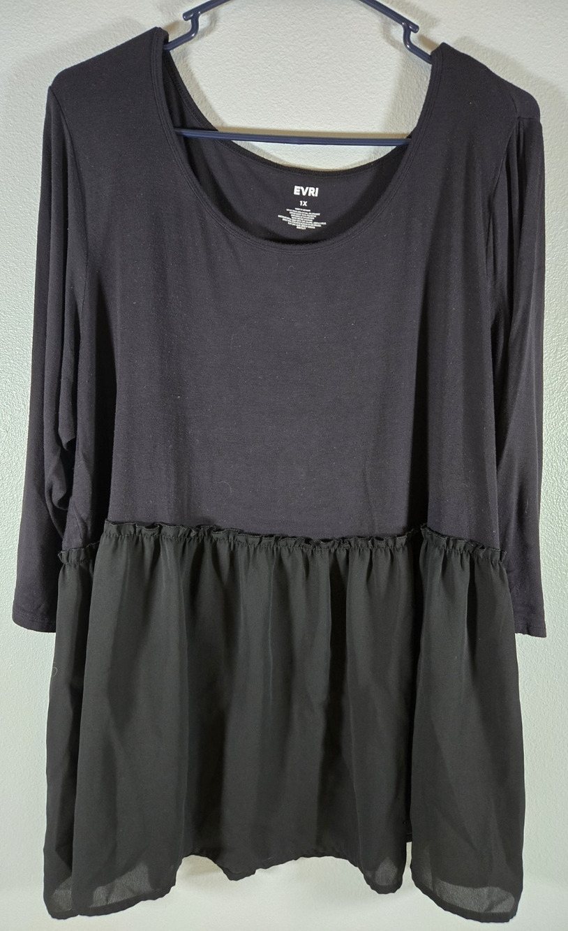 Evri Women's Black Tunic Top Size 1X